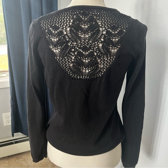 Anthropologie by Sparrow Black Sweater with Crochet Lace Back - Picture 5 of 12